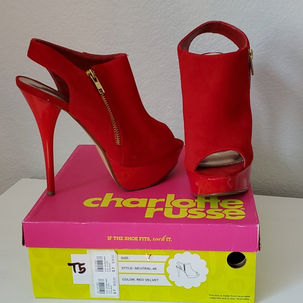 Charlotte Russe Red Velvet Platform Heels